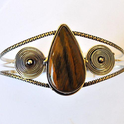 Ot 4019 bracelet torque oeil de tigre 28gr argent 925 2