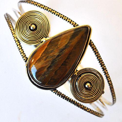 Ot 4019 bracelet torque oeil de tigre 28gr argent 925 3