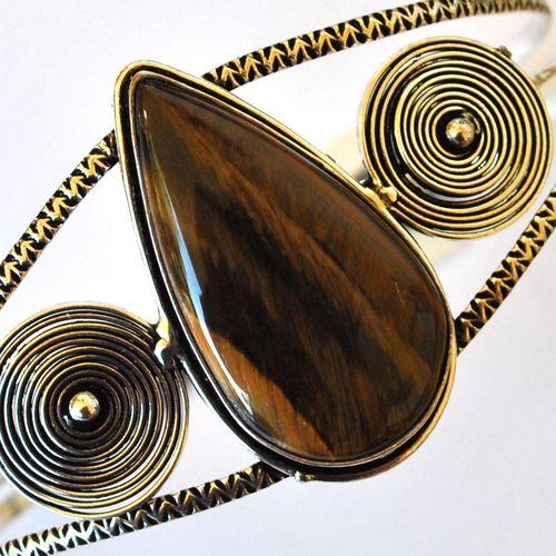 Ot 4019 bracelet torque oeil de tigre 28gr argent 925 4