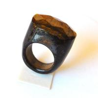 Ot 4020 bague t57 pierre oeil de tigre sculptee 25gr argent 925 4