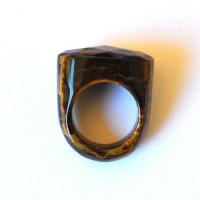 Ot 4022 bague t57 pierre oeil de tigre sculptee 15gr argent 925 2