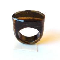 Ot 4022 bague t57 pierre oeil de tigre sculptee 15gr argent 925 4