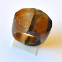 Ot 4024 bague t57 pierre oeil de tigre sculptee 21gr argent 925 1