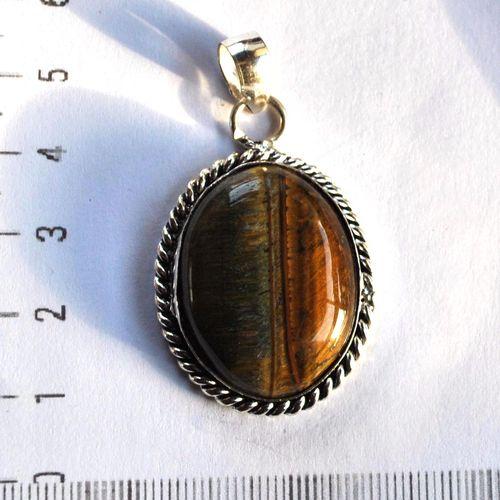 Ot 4035 pendentif pendant oeil de tigre 50mm 13gr 25x30mm argent 925 1