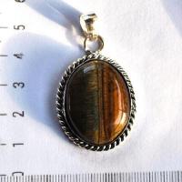 Ot 4035 pendentif pendant oeil de tigre 50mm 13gr 25x30mm argent 925 1