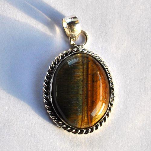 Ot 4035 pendentif pendant oeil de tigre 50mm 13gr 25x30mm argent 925 2