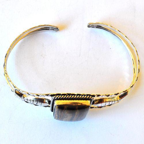 Ot 4041 bracelet torque oeil de tigre 28gr argent 925 1