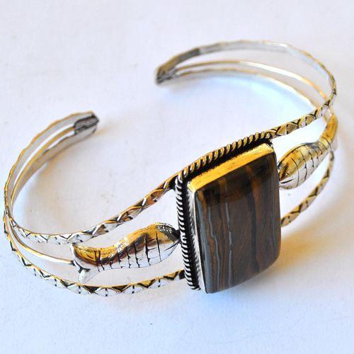 Ot 4041 bracelet torque oeil de tigre 28gr argent 925 2