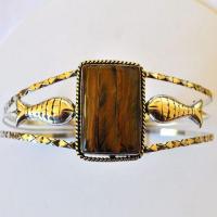 Ot 4041 bracelet torque oeil de tigre 28gr argent 925 4