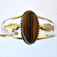 Ot 4042 bracelet torque oeil de tigre poisson 22gr argent 925 1