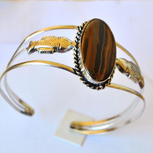 Ot 4042 bracelet torque oeil de tigre poisson 22gr argent 925 2