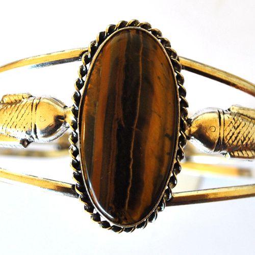 Ot 4042 bracelet torque oeil de tigre poisson 22gr argent 925 4