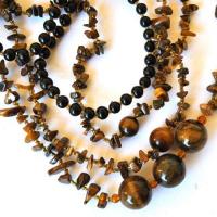 Ot 4045 collier sautoir oeil de tigre onyx noir 93gr 80cm 4