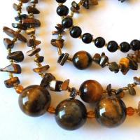 Ot 4045 collier sautoir oeil de tigre onyx noir 93gr 80cm 5