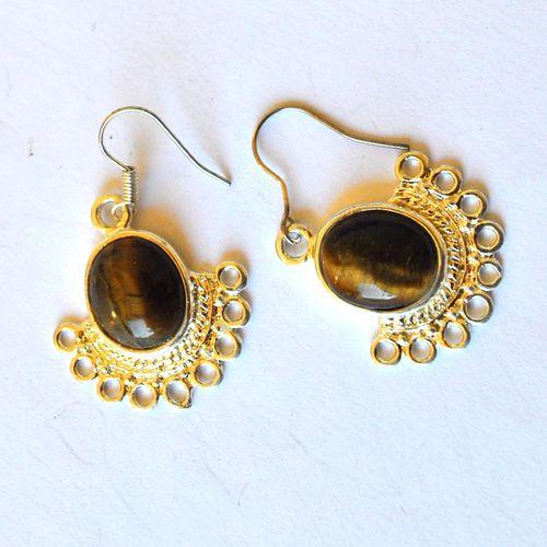 Ot 4995 boucles oreilles egyptiennes oeil de tigre 7gr argent 925 3