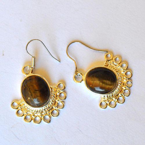 Ot 4995 boucles oreilles egyptiennes oeil de tigre 7gr argent 925 4