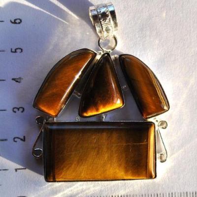 Ot 7048 pendentif pendant oeil de tigre 60mm 31gr 18x36mm argent 925