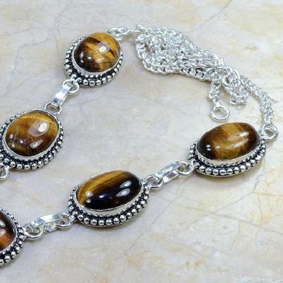 Ot 7811a collier parure sautoir oeil de tigre argent 925 achat vente bijoux