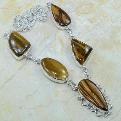 Ot 7818a collier parure sautoir oeil de tigre argent 925 achat vente bijoux