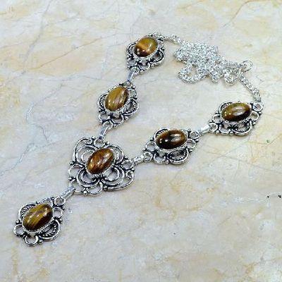 Ot 7829c collier parure sautoir oeil de tigre argent 925 achat vente bijoux