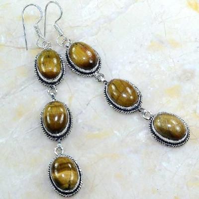 Ot 7864a boucles pendants oreilles oeil de tigre argent 925 achat vente bijoux 2