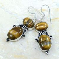 Ot 7882b boucles pendant oreilles oeil de tigre argent 925 achat vente bijoux