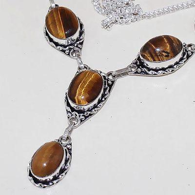 Ot 7885b collier parure sautoir oeil de tigre argent 925 achat vente bijoux