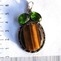 Ot 7901 pendentif pendant oeil de tigre 65mm 18gr 28x35mm argent 925 1