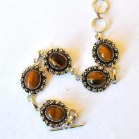 Ot 7910 bracelet ethnique oeil de tigre 10x15mm 20gr argent 925 1