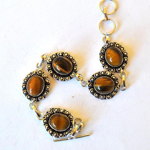 Ot 7910 bracelet ethnique oeil de tigre 10x15mm 20gr argent 925 1