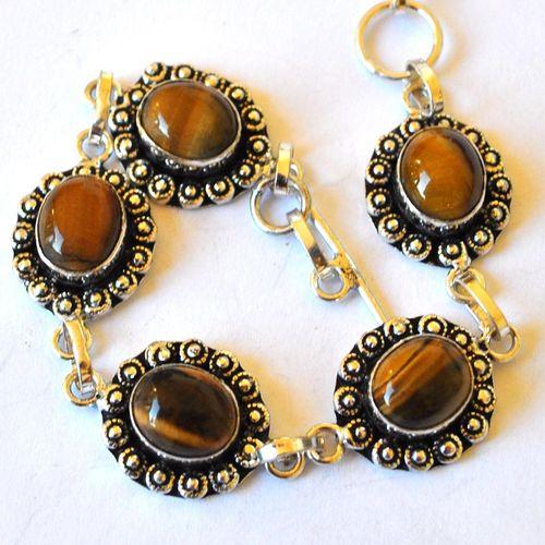 Ot 7910 bracelet ethnique oeil de tigre 10x15mm 20gr argent 925 3