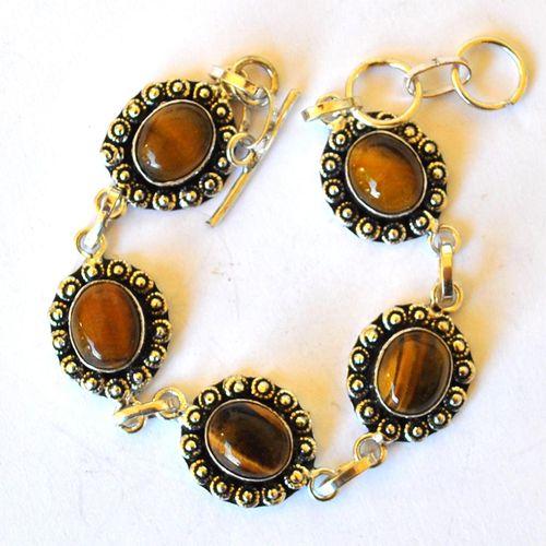 Ot 7910 bracelet ethnique oeil de tigre 10x15mm 20gr argent 925 4