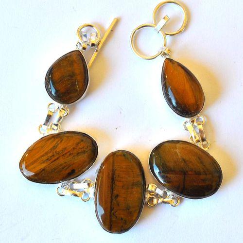 Ot 7911 bracelet ethnique oeil de tigre 20x30mm 36gr argent 925 1