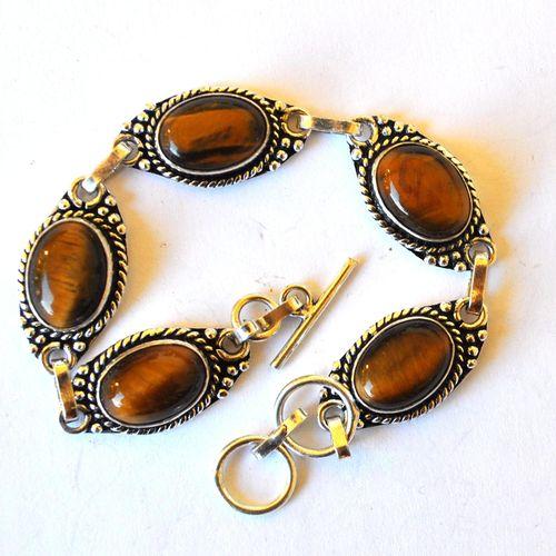 Ot 7912 bracelet ethnique oeil de tigre 10x15mm 21gr argent 925 1