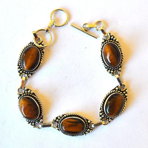 Ot 7912 bracelet ethnique oeil de tigre 10x15mm 21gr argent 925 2