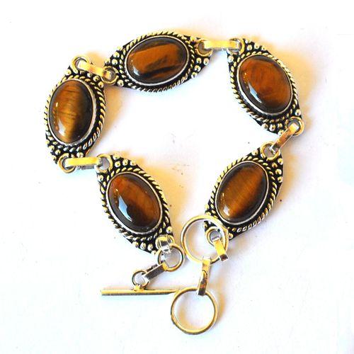 Ot 7912 bracelet ethnique oeil de tigre 10x15mm 21gr argent 925 4