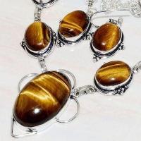 Ot 7915b parure collier boucles oreilles oeil de tigre argent 925 achat vente bijoux
