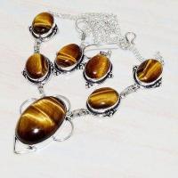 Ot 7915d parure collier boucles oreilles oeil de tigre argent 925 achat vente bijoux