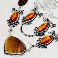 Ot 7920b parure collier boucles oreilles oeil de tigre argent 925 achat vente bijoux