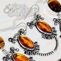 Ot 7920c parure collier boucles oreilles oeil de tigre argent 925 achat vente bijoux