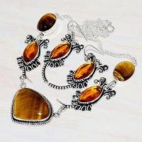 Ot 7920d parure collier boucles oreilles oeil de tigre argent 925 achat vente bijoux