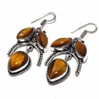 Ot 7938b boucles pendants oreilles 17gr oeil de tigre argent 925 achat vente bijoux 1 1