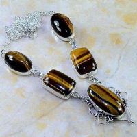 Ot 7955a collier parure sautoir oeil de tigre argent 925 achat vente bijoux