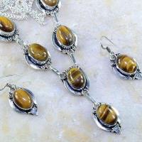 Ot 7957c parure collier boucles oreilles oeil de tigre argent 925 achat vente bijoux