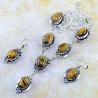 Ot 7957d parure collier boucles oreilles oeil de tigre argent 925 achat vente bijoux