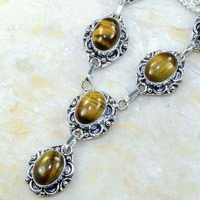 Ot 7959b collier parure sautoir oeil de tigre argent 925 achat vente bijoux