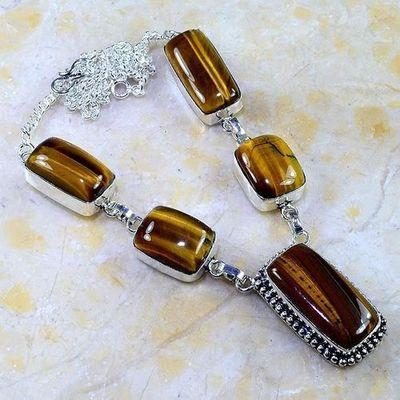 Ot 7960a collier parure sautoir oeil de tigre argent 925 achat vente bijoux