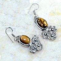 Ot 7984b boucles oreilles oeil de tigre 10x15mm argent 925 achat vente bijoux