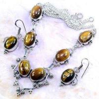 Ot 7987a parure collier boucles oreilles oeil de tigre argent 925 achat vente bijoux 4 