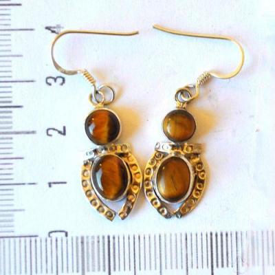 Ot 7996 boucles oreilles ethniques oeil de tigre 5gr argent 925 1 